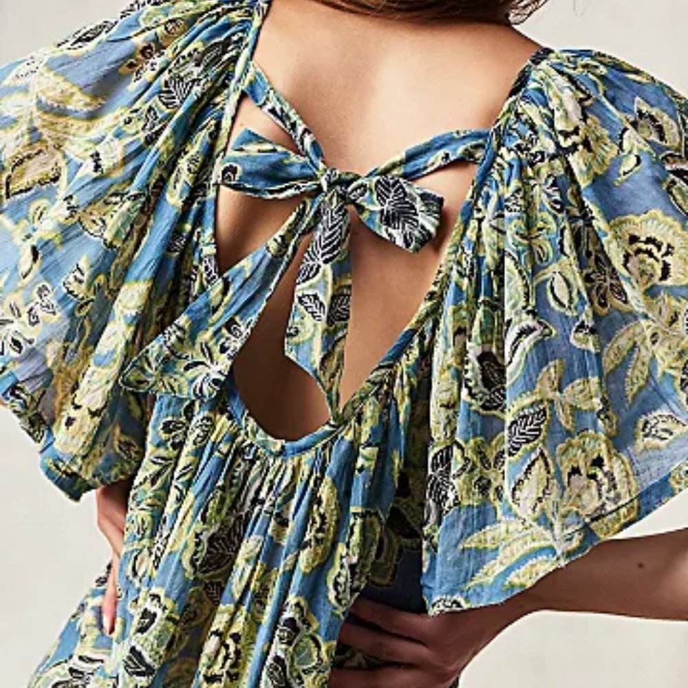 new Free People 100% Cotton Kauai Getaway Tunic Top Longline Blouse 1S6